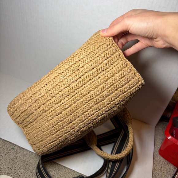 Coach Cargo Embroidered Logo Straw Tote Bag 20 B4/natural - Picture 6 of 6